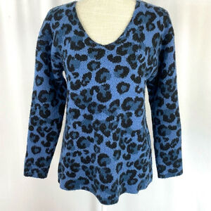 Jamison Blue Leopard Print Sweater Pullover Women’s Small